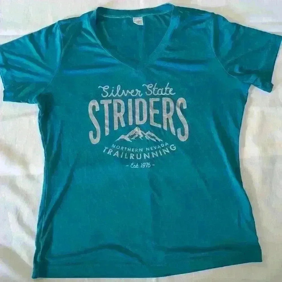 Blue V-Neck Short Sleeve T- Shirt - Picture 1 of 3